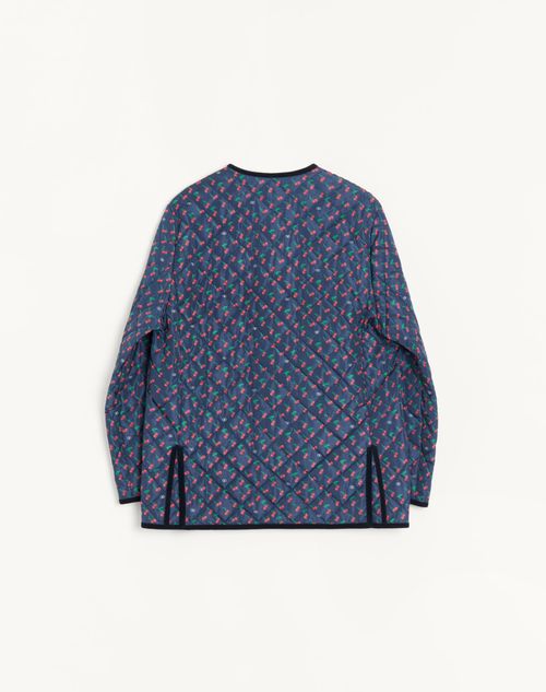 Valentino - Valentino Quilted Nylon Jacket With Cherryfic Print - Blue/red - Man - Outerwear