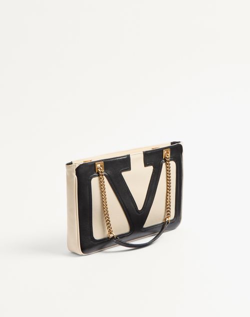 Valentino Garavani - Valentino Garavani Viva Superstar Small Nappa Leather Shopping Bag - Butter/black - Woman - Totes
