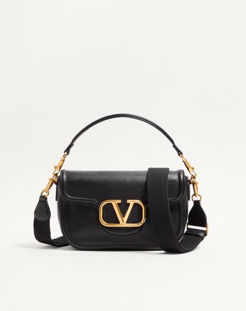 Valentino Garavani - Valentino Garavani Alltime Grainy Calfskin Shoulder Bag - Black - Woman - Shoulder Bags
