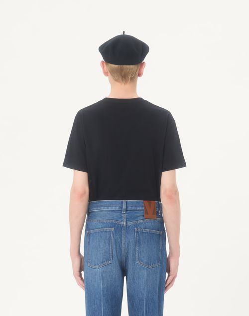 Valentino - Cotton T-shirt With Vlogo Patch - Black - Man - T-shirts And Sweatshirts