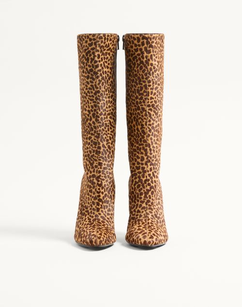 Valentino Garavani - Hotty Stiefel Aus Kalbsleder Mit Pony-effekt, 100 mm - Animalier - Frau - Stiefel