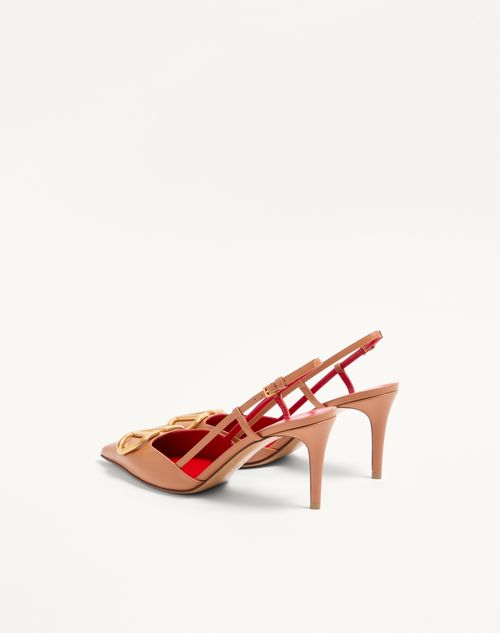 Valentino Garavani - Vlogo Signature Calfskin Slingback Pump 80mm / 3.15 In. - Almond - Woman - Pumps