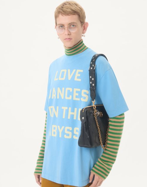 Valentino - Valentino Cotton T-shirt With Love Dances On The Abyss & Made In Valentino Print - Sky Blue - Man - T-shirts And Sweatshirts