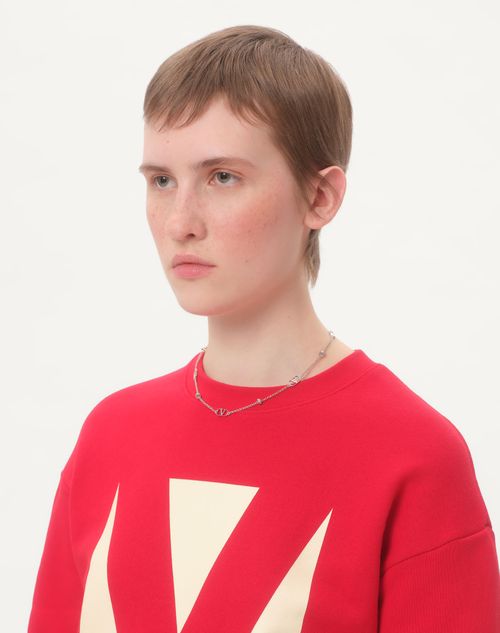 Valentino Garavani - Vlogo Signature Metal And Crystal Necklace - Palladium/crystal - Woman - Jewelry