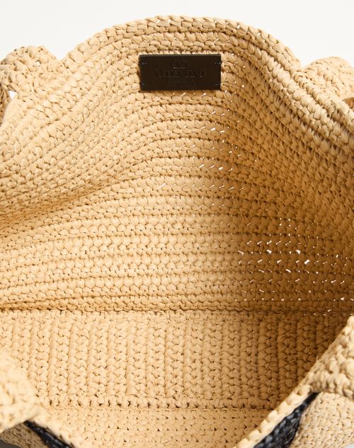 Valentino Garavani - Valentino Garavani Viva Superstar Medium Shopping Bag In Raffia - Natural - Woman - Totes