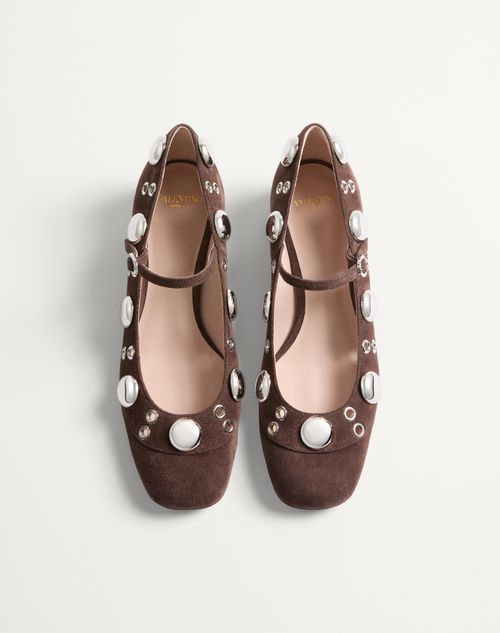 Valentino Garavani - Nellcôte Mary-jane Pumps In Crust Leather 30mm - Testa Di Moro - Woman - Ballerinas