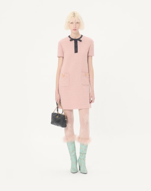 Valentino - Short Dress In Curly Wool - Pink - Woman - Dresses