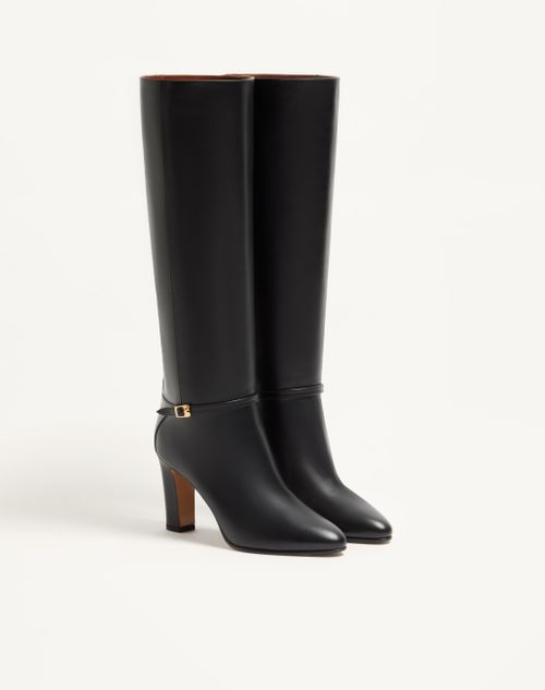 Valentino Garavani - Pattie Calfskin Boot 100mm - Black - Woman - Boots And Ankle Boots