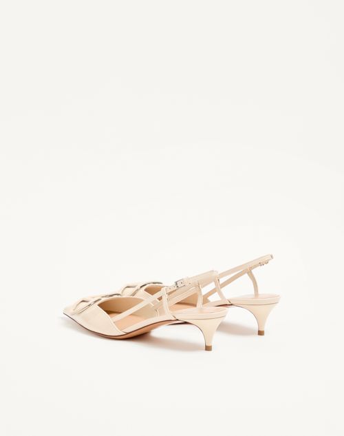 Valentino Garavani - Vlogo Signature Patent Leather Slingback Pump 40mm - Ivory - Woman - Pumps And Slingbacks
