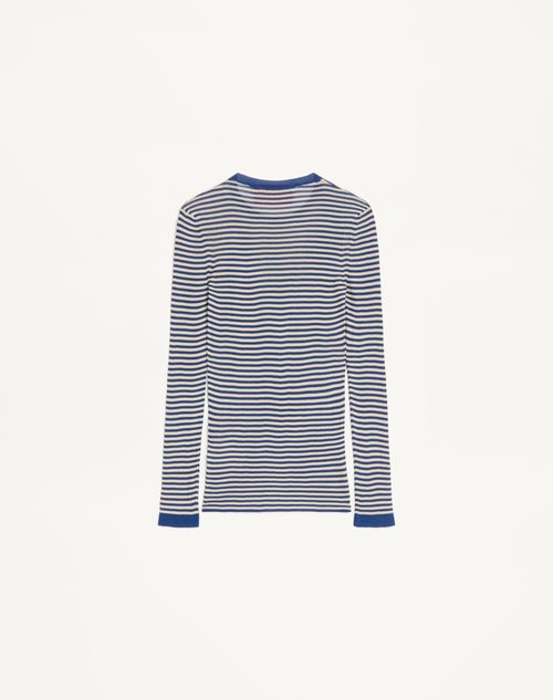 Valentino - Silk Jumper - Blue/ivory - Woman - Knitwear