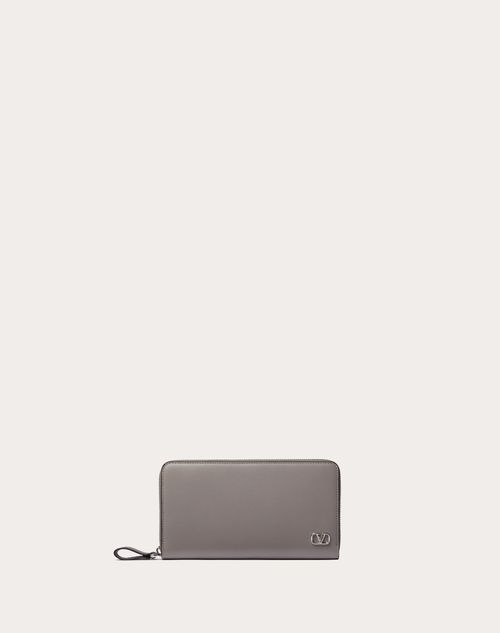 Valentino Garavani - Vlogo Signature Calfskin Wallet - Pearl Gray - Man - Wallets And Small Leather Goods