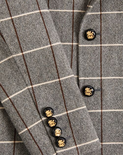 Valentino - Valentino Double-breasted Wool Jacket With Check Pattern - Grey - Man - Coats And Blazers
