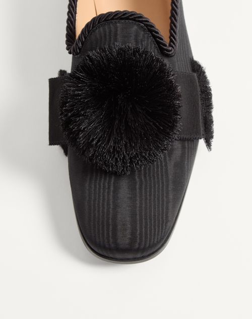 Valentino Garavani - Bowow Moiré Fabric Moccasin - Black - Man - Loafers And Driver