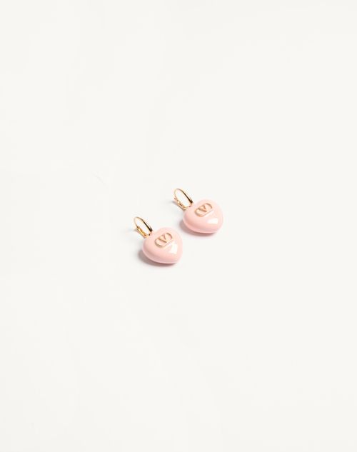 Valentino Garavani - Coeur Royal Metal And Enamel Earrings - Gold/pink - Woman - Jewelry