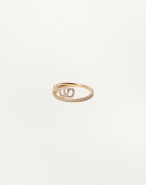 Valentino Garavani Vlogo Signature Metal And Swarovski® Crystal Ring Woman Gold 17