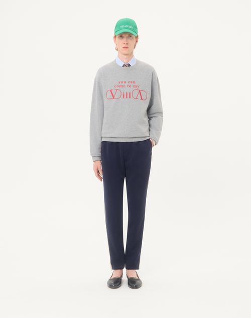 Valentino - Valentino Jogginghose Aus Acetat Mit Vlogo Signature-stickerei - Marineblau/beige - Mann - Hosen Und Shorts