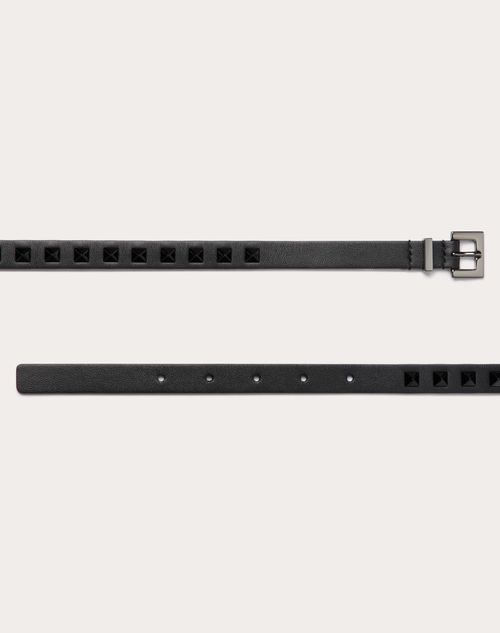 Valentino Garavani - Rockstud Belt In Calfskin 15 Mm - Black - Man - Belts