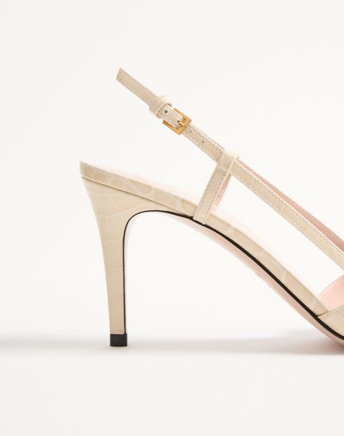 Valentino Garavani - Vlogo Signature Slingback Pumps In 80mm Printed Calfskin - Butter - Woman - Pumps And Slingbacks