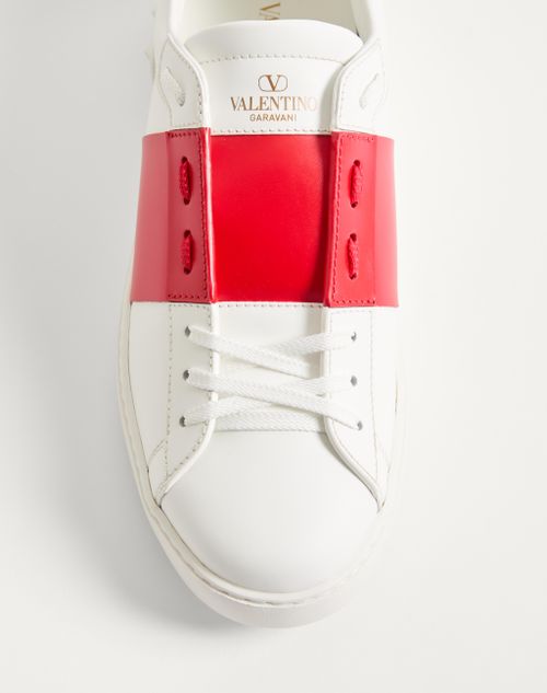 Valentino Garavani - Calfskin Open Sneaker - White/red - Man - Trainers