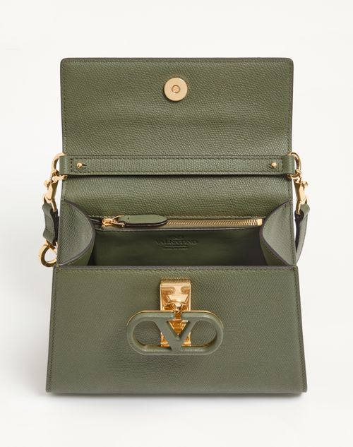 Valentino Garavani - Valentino Garavani Vsling Small Handbag In Grainy Calfskin - Military Green - Woman - Top Handle Bags