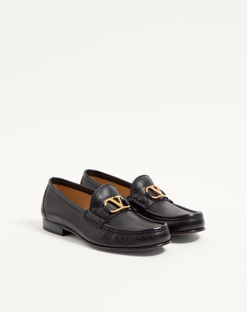 Valentino Garavani - Vlogo Signature Buffalo Loafer 20mm - Black - Woman - Loafers & Oxford