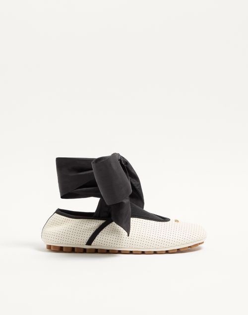 Valentino Garavani - Rythmika Ballerina In Perforated Nappa Leather - White - Woman - Ballerinas