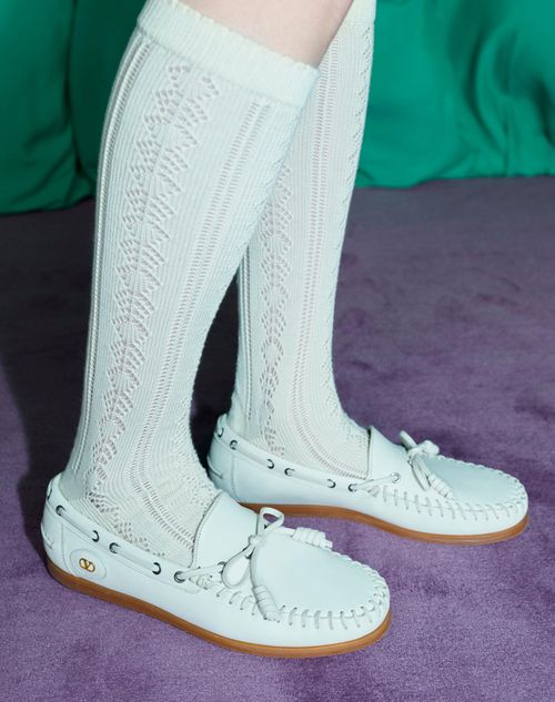 Valentino Garavani - Palm Avenue Buffalo Leather Boat Shoe - Ivory - Man - Loafers And Driver