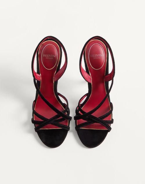 Valentino Garavani - Fetishique Velvet Sandal 105mm - Black - Woman - Sandals