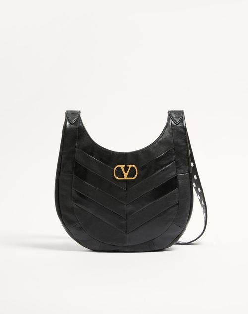 Valentino Garavani  Garavani Hoboho Small Hobo Bag In Chevron-patterned Nappa Leather Woman