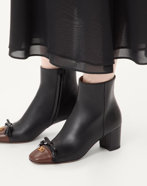 Valentino Garavani - Valet Du Roi Kidskin Leather Ankle Boot 60mm - Black/coffe - Woman - Boots