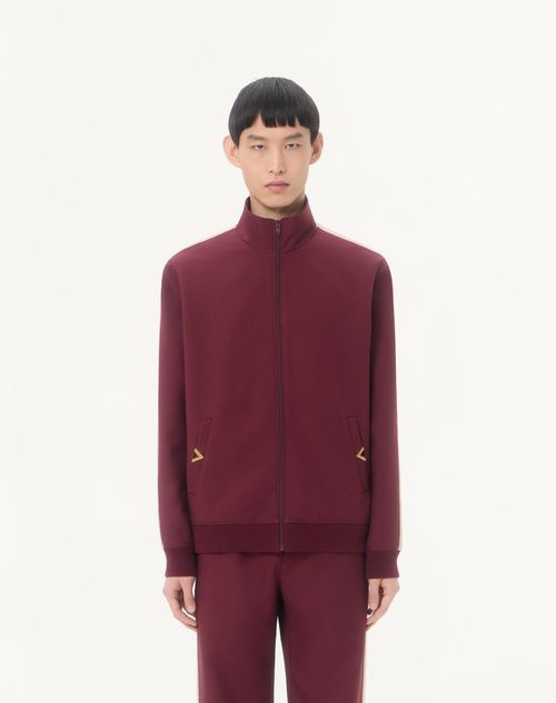 Valentino - Valentino Nylon Sweatshirt With Vgold - Maroon - Man - T-shirts And Sweatshirts