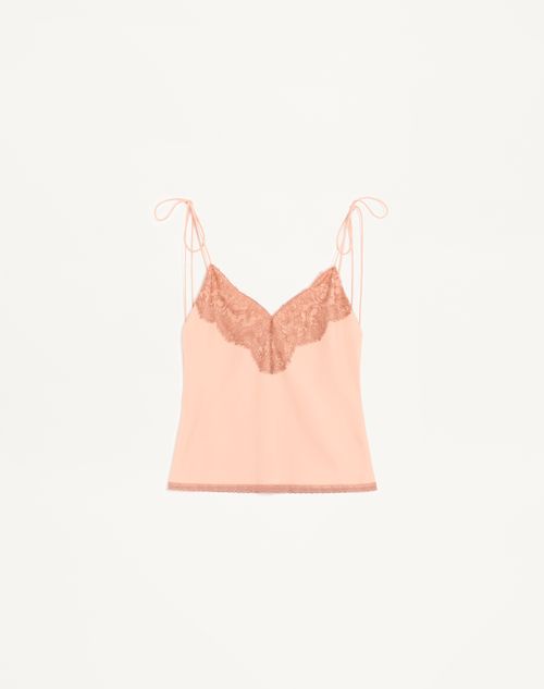 Valentino - Top In Crepe De Chine - Salmone - Donna - Camicie E Top