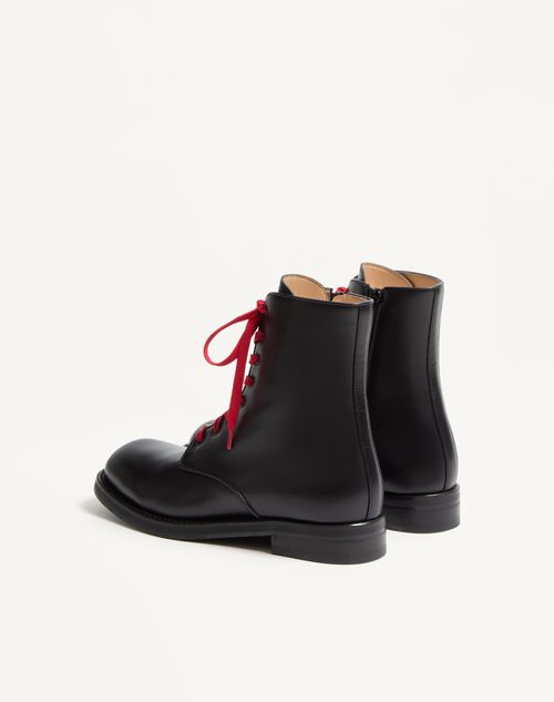 Valentino Garavani - Punx Calfskin Combat Boot - Black - Man - Boots