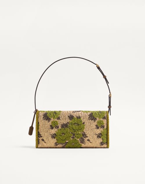 Valentino Garavani - Valentino Garavani Devain Small Shoulder Bag In Jacquard Lurex Fabric - Gold/green - Woman - Shoulder Bags