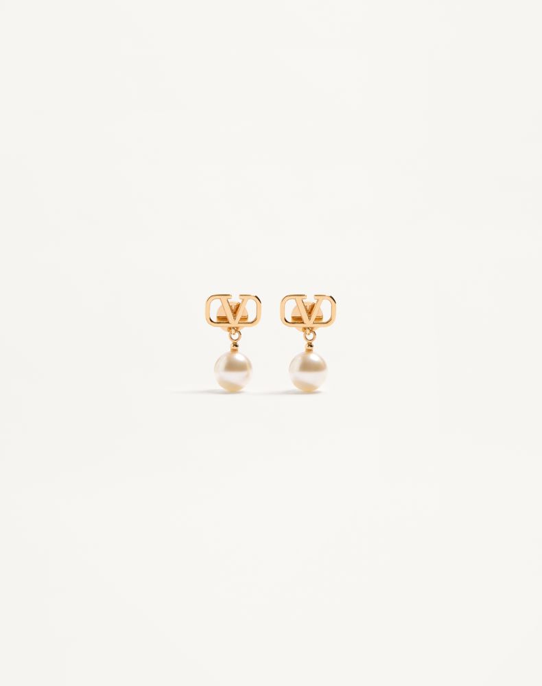 Valentino Garavani Women's Gold/Cream Vlogo Signature Earrings With Swarovski Pearls Woman Uni