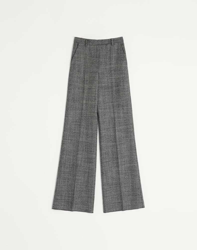 Valentino Women's White/ Black Wool Mouliné Trousers Woman 48