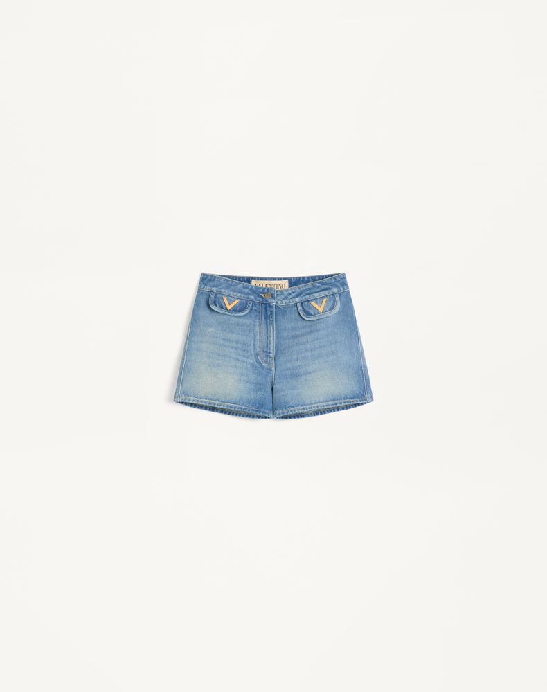 Valentino Women's Blue Denim Shorts Woman 50