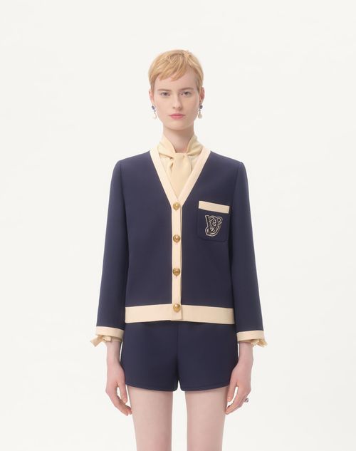 Valentino - Crepe Couture Jacket - Indigo/birch - Woman - Jackets And Blazers
