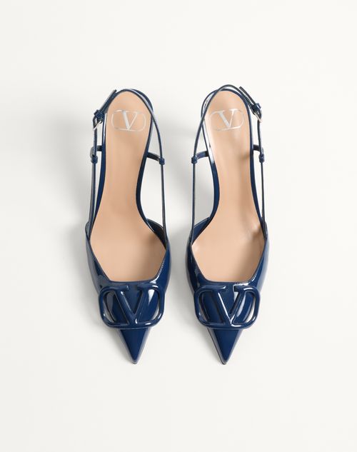 Valentino Garavani - Vlogo Signature Patent Leather Slingback Pump 80mm - Blue - Woman - Pumps