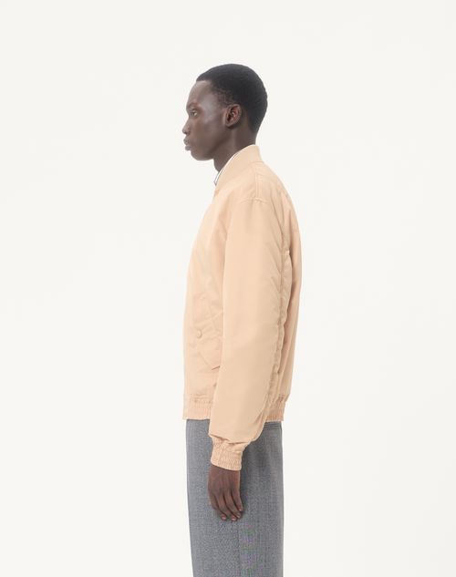 Valentino - Bomber Valentino In Nylon Con Vgold - Sabbia - Uomo - Giacche E Piumini