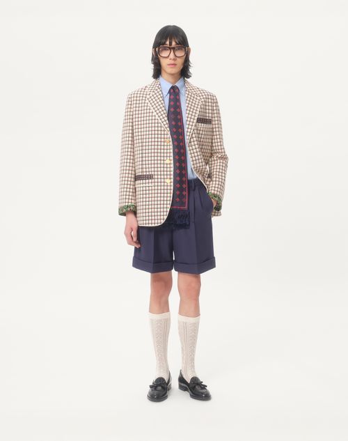 Valentino - Cuffed Wool Gabardine Bermuda Shorts - Blue - Man - Pants And Shorts