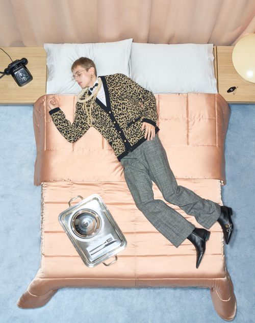 Valentino - Valentino Wool Cardigan With Fauve Eclat Animal Print Jacquard - Animal Print - Man - Knitwear