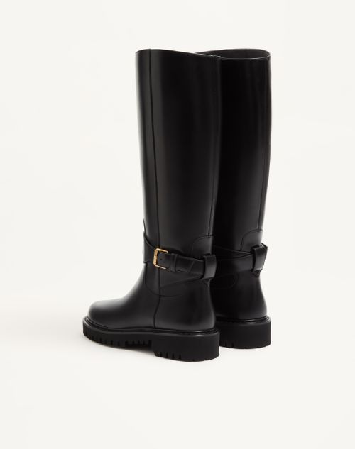 Valentino Garavani - Vlogo Signature Calfskin Boot 40mm - Black - Woman - Boots And Ankle Boots