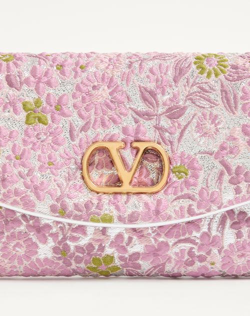 Valentino Garavani - Valentino Garavani Devain Small Shoulder Bag In Jacquard Lurex Fabric - Silver/pink - Woman - Shoulder Bags