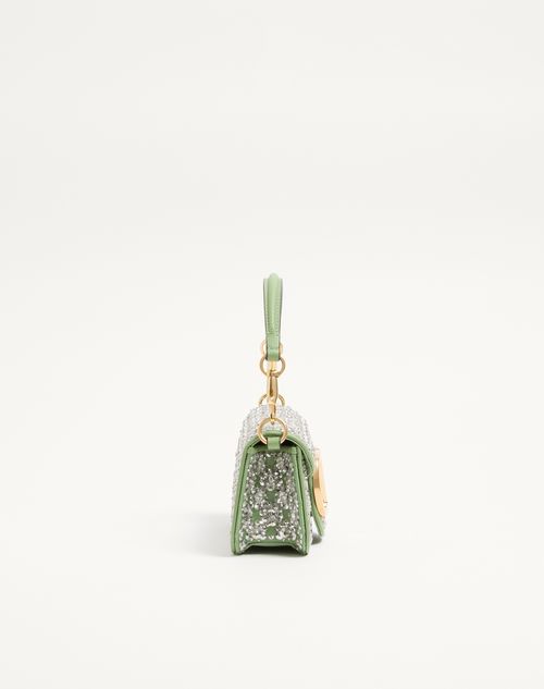 Valentino Garavani - Valentino Garavani Locò Small Embroidered Shoulder Bag - Mint/crystal - Woman - Shoulder Bags