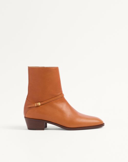 Valentino Pat Ankle Boot In Kidskin In Brown