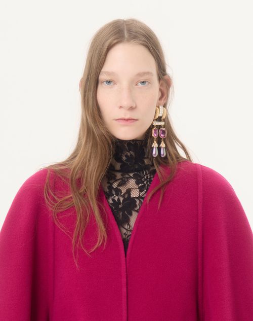 Valentino - Soft Drap Coat - Raspberry - Woman - Coats And Outerwear