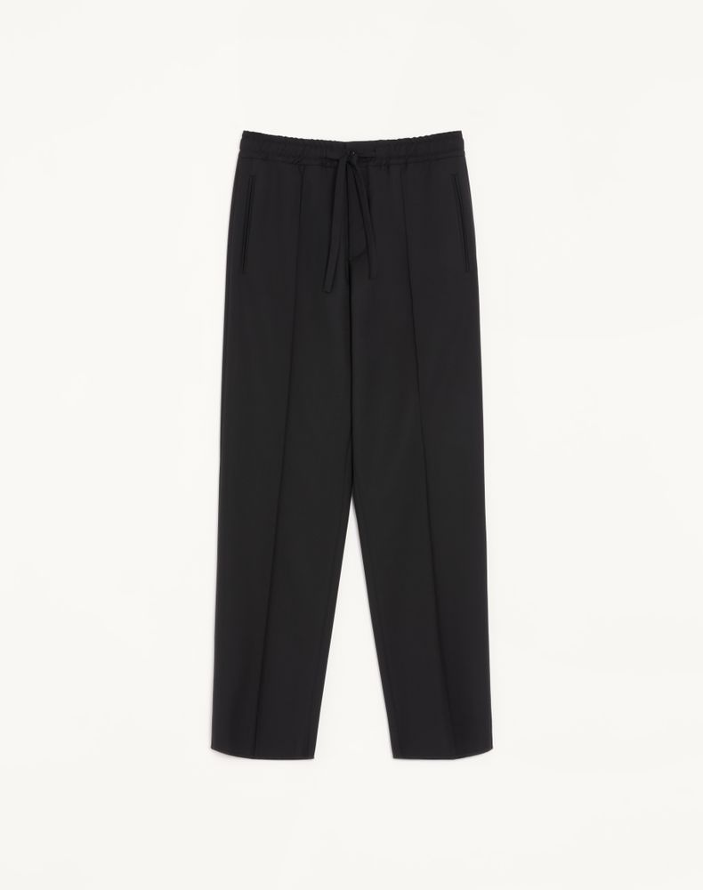Valentino Men's Black Wool Trousers With Vlogo Embroidery Man 52