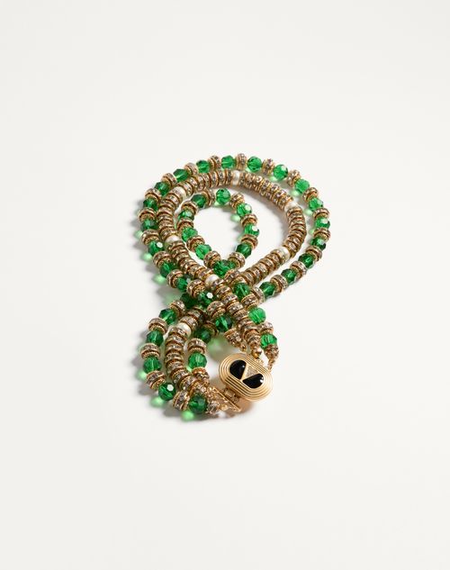 Valentino Garavani - Collana Ovalette In Metallo, Smalto,  - Oro/emerald/nero - Donna - Gioielli Fashion