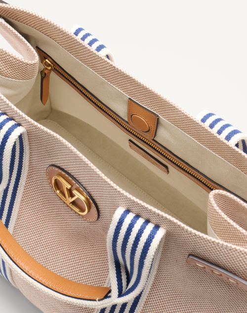 Valentino Garavani - Valentino Garavani Antibes Canvas Bag - Natural/blue - Man - Totes